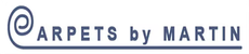A logo for carpets by martin is shown on a white background