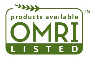 The omri logo is green and white and says products available listed.