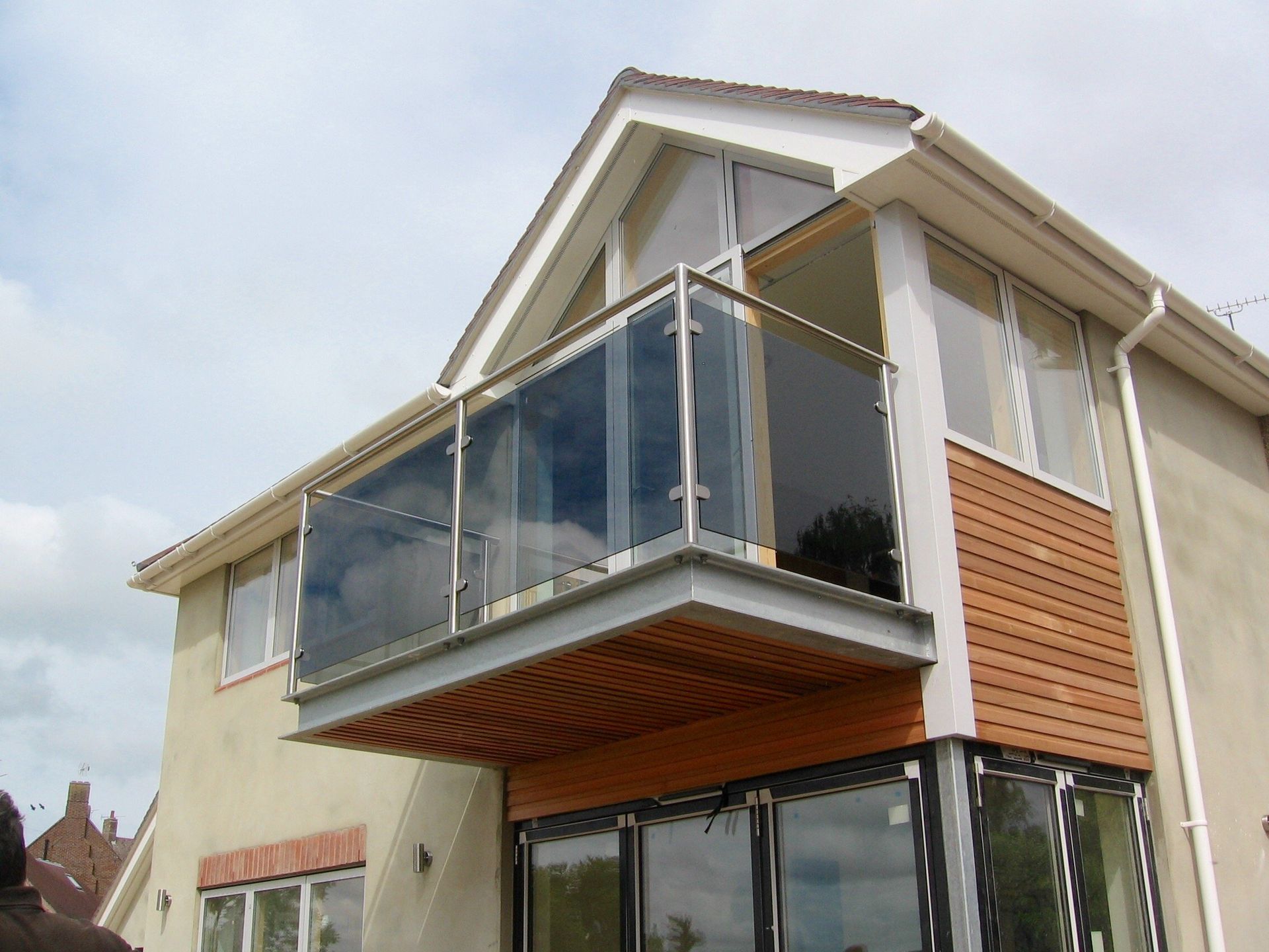 glass railing in a building