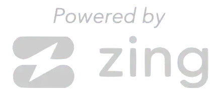 A logo for a company that is powered by zing