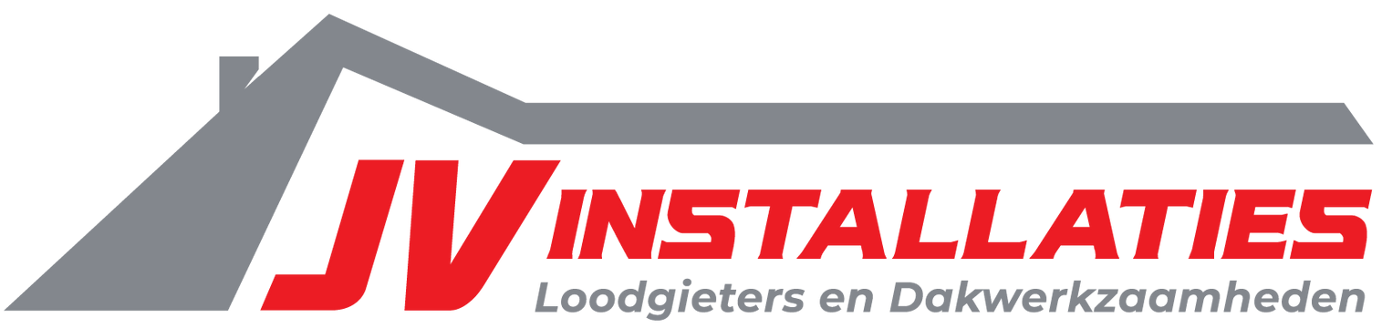 Een logo voor jv installaties toont een huis met een dak