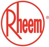 Red Rheem logo within a red circle; white background.