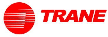 Trane logo: red circle with horizontal lines,
