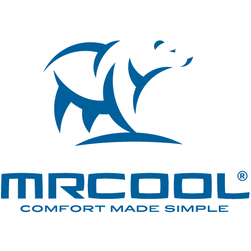 Blue MRCOOL logo with a polar bear outline,