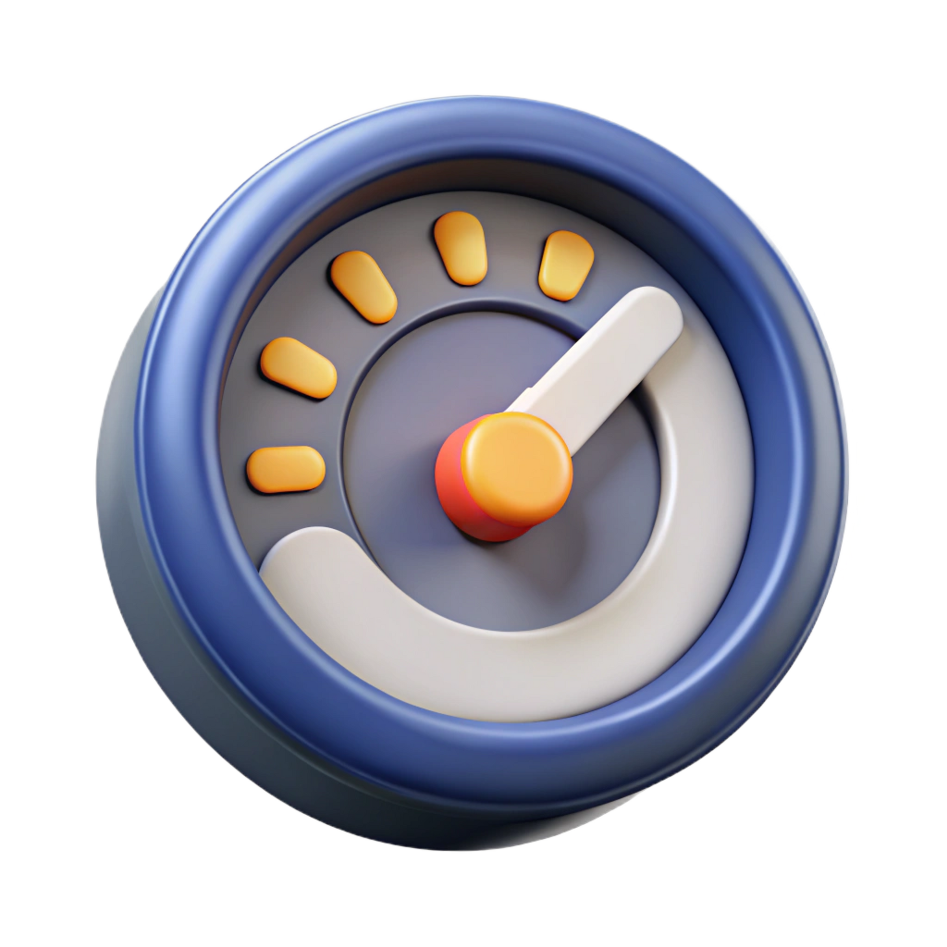 A 3d rendering of a speedometer on a white background.