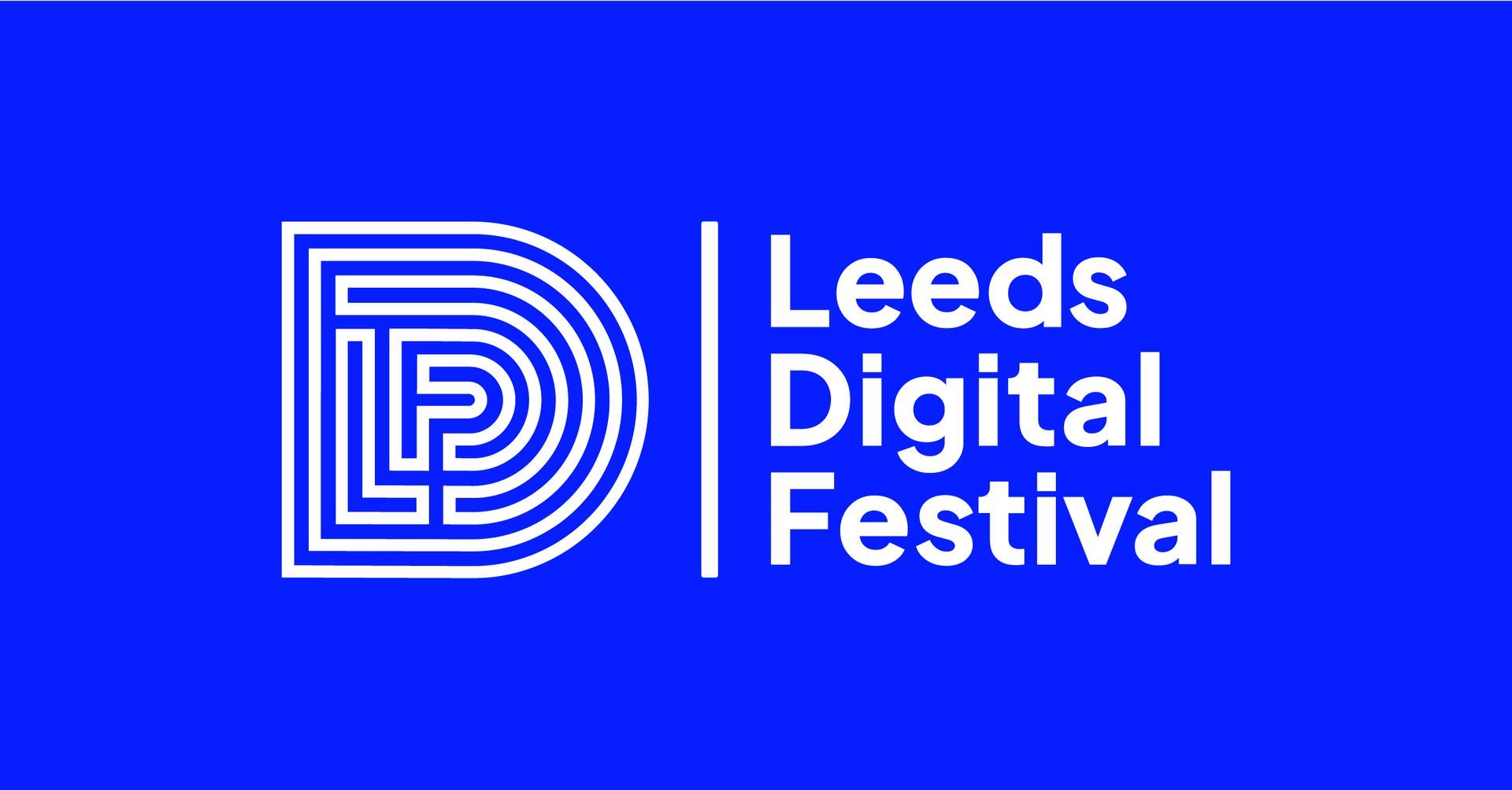 The leeds digital festival logo is on a blue background.
