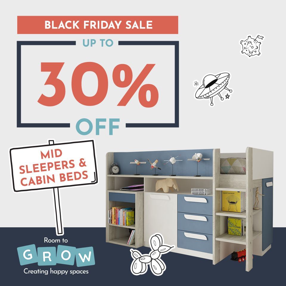 A black friday sale is going on for mid sleepers and cabin beds.