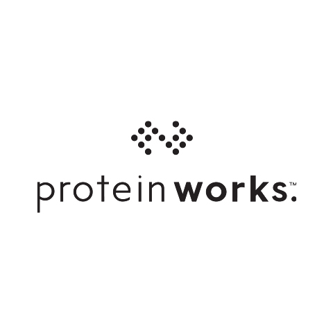 Logo for Protein Works, a supplement brand, with text and a pattern of dots.