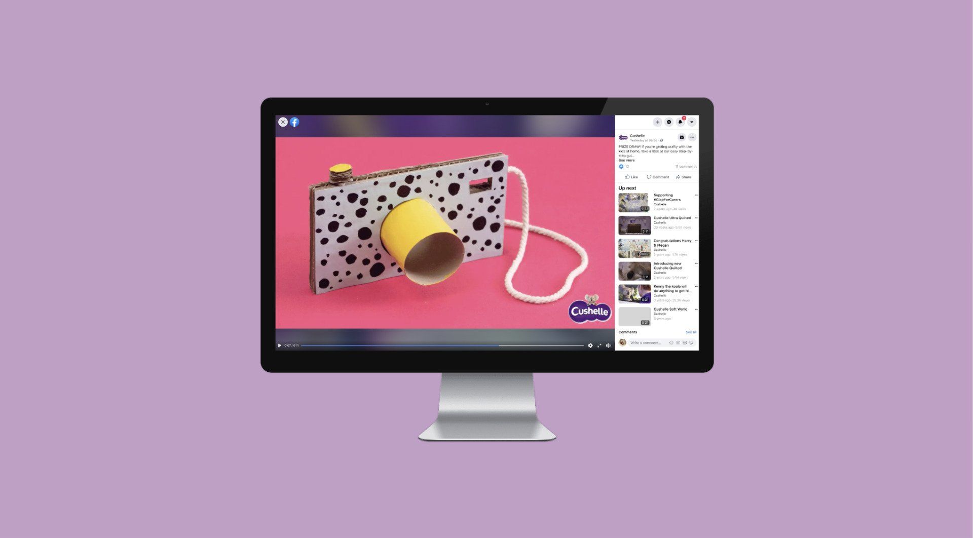 A computer monitor with a picture of a camera on the screen.