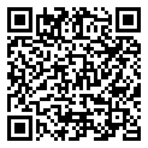 Ein schwarz-weißer QR-Code auf weißem Hintergrund.