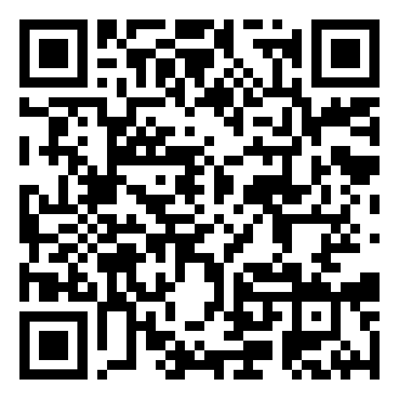 Ein schwarz-weißer QR-Code auf weißem Hintergrund.