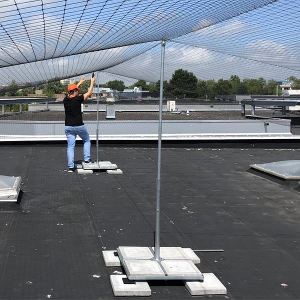 Vogelweringsnet-op-plat-dak