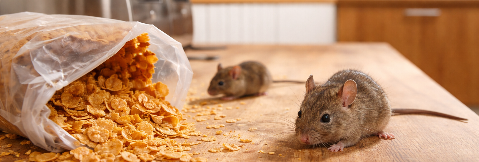 muizen in huis door voedsel die niet is afgescherm