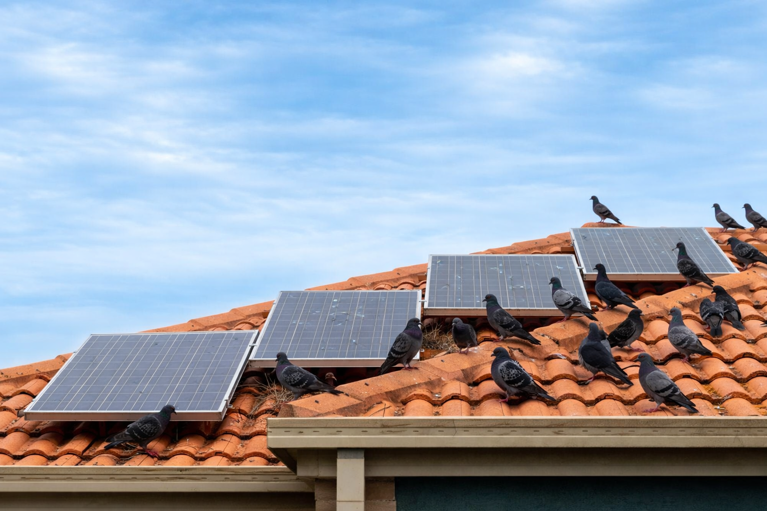 vogelwering tegen duiven onder zonnepanelen