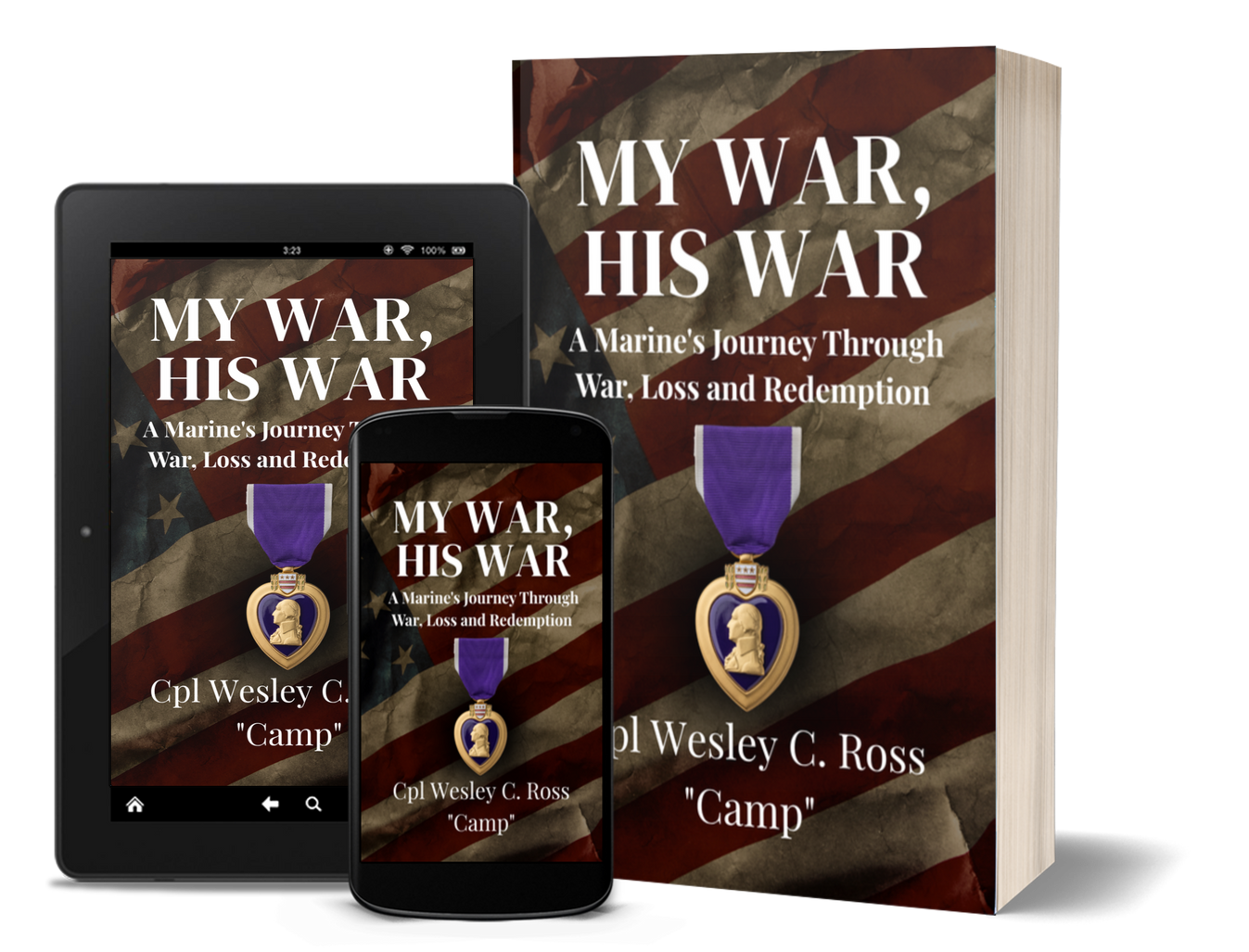 The kindle, paperback and mobile image of Camp's book 'My War, His War'