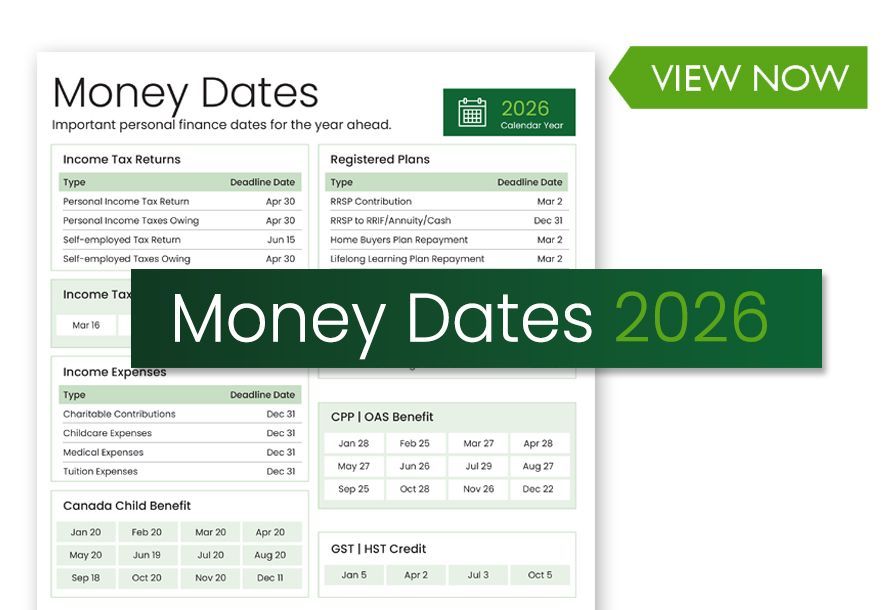 The money dates for 2026 are shown on a white background.