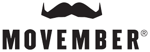 Movember logo, a black moustache over the Movember word mark