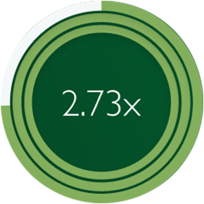 A green circle with the number 2.73x on it