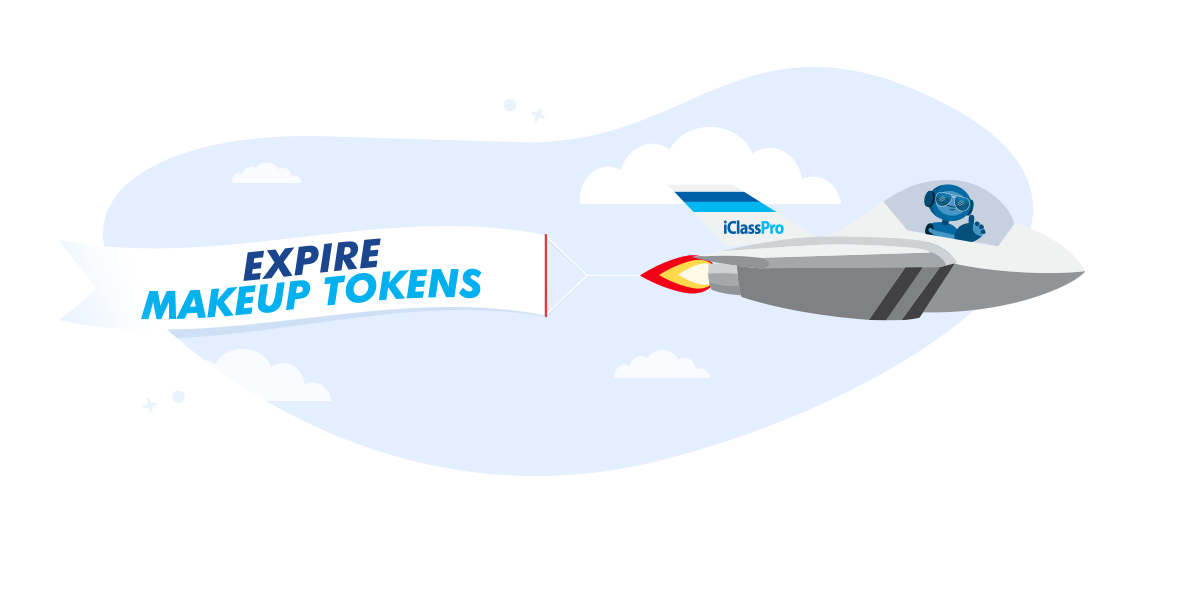 A rocket is flying in the sky with a banner that says `` expire makeup tokens ''.