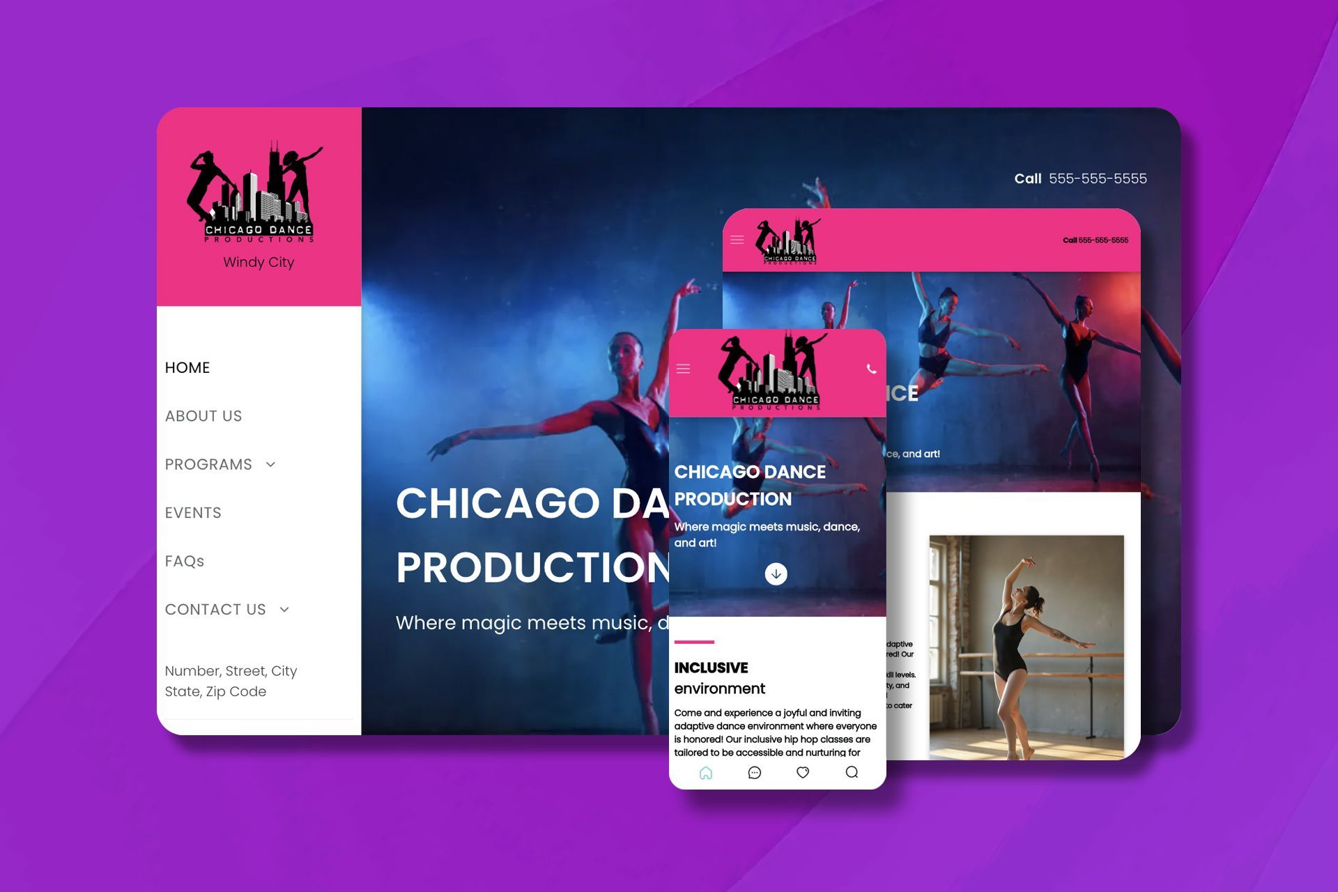 A website for a dance studio called step it up in chicago.
