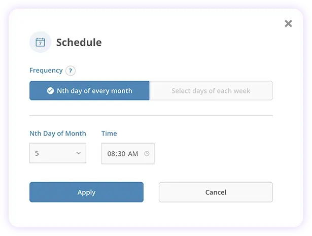 Screenshot of a menu for receipt and email options; options include print and email receipts.