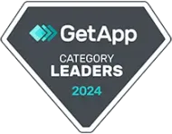 It is a badge that says getapp category leaders 2024.