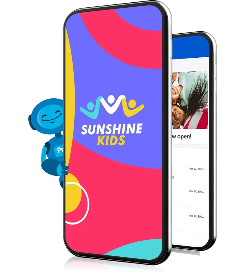 Two phones with the sunshine kids app on them.