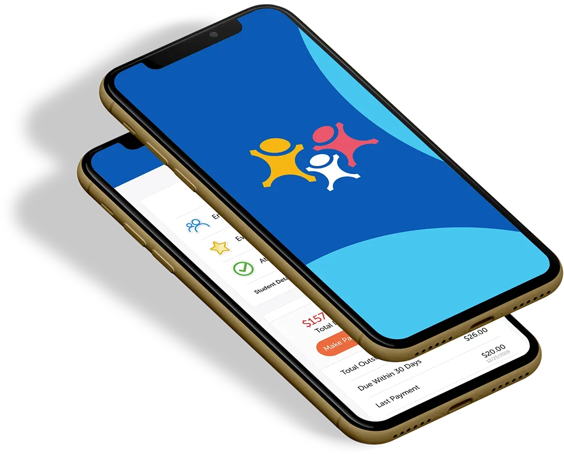 Two phones with the premier athletics logo on them.