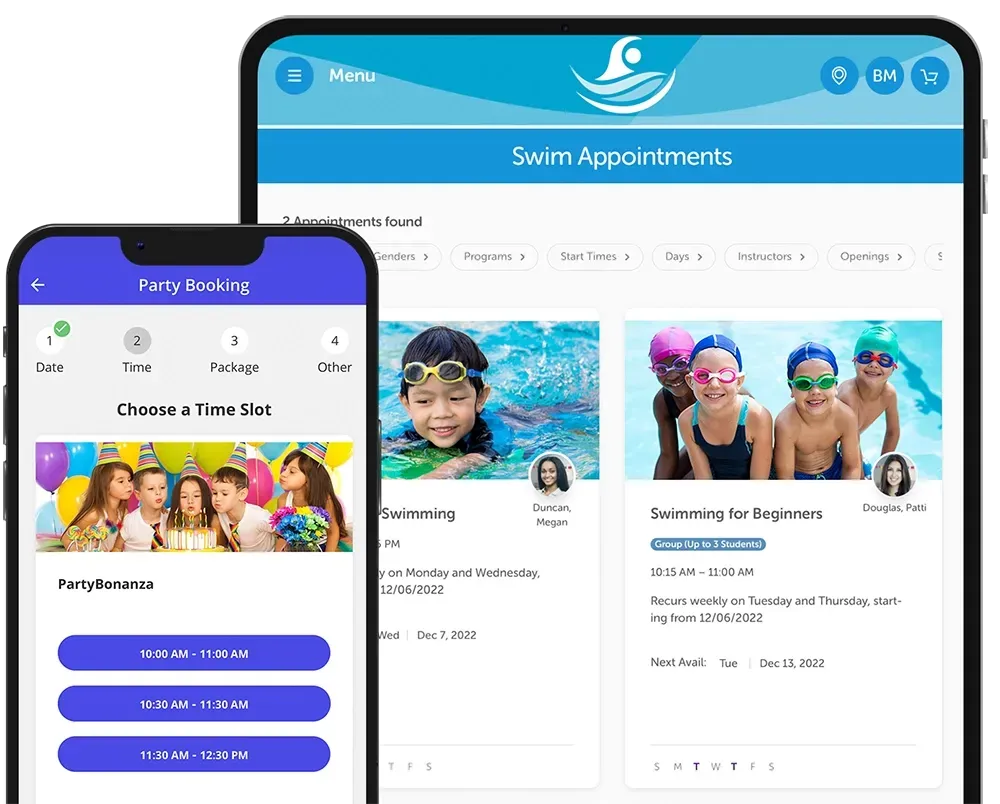iClassPro software shown on devices