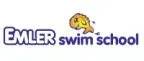 A logo for emler swim school with a brain on it.