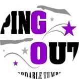 A white logo in a purple circle on a white background.