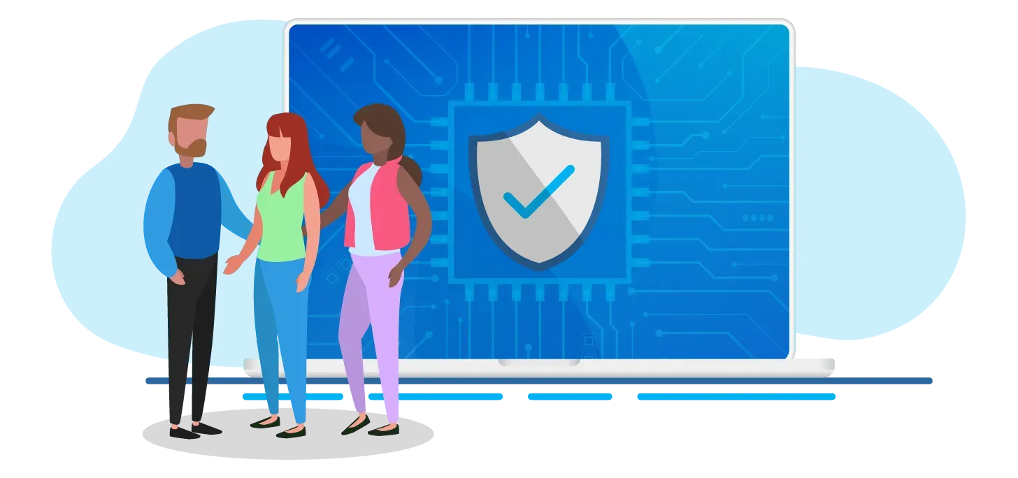 Image of a swim instructor talking to a group of children with a clipboard.