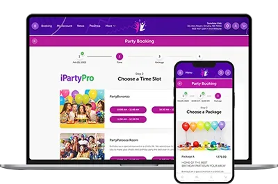 iClassPro party booking shown on devices