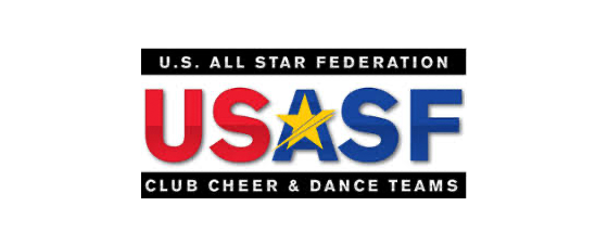 Usasf club cheer and dance teams logo on a white background