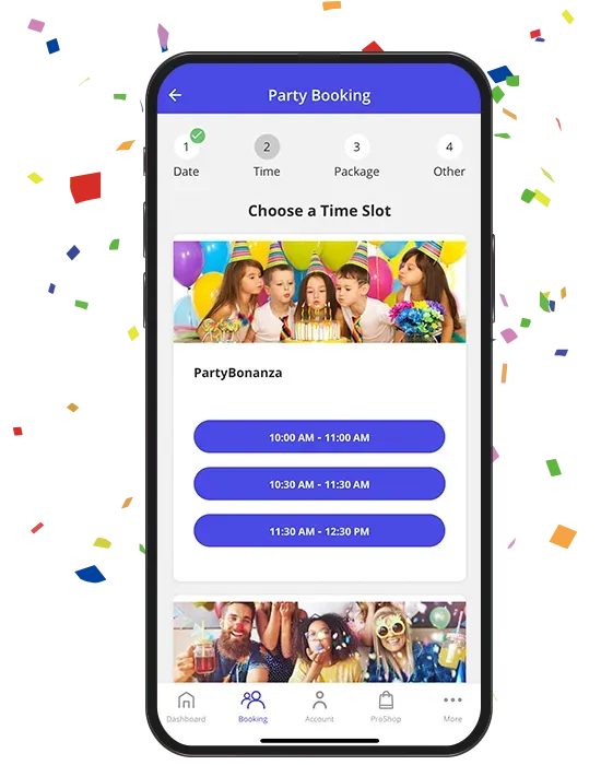 Party booking shown on phone