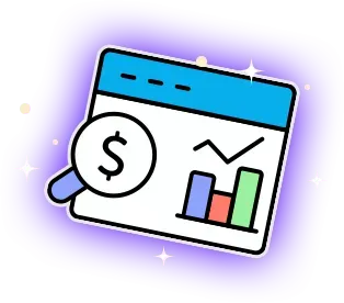 A magnifying glass with a dollar sign over a financial graph on a calendar.