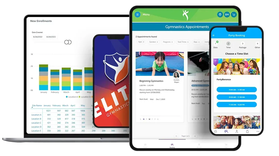 A laptop , tablet , and cell phone are sitting next to each other.