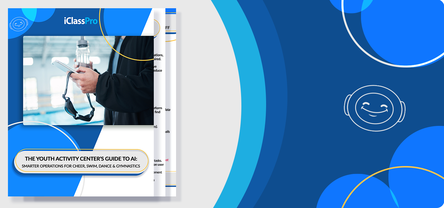 A person holding a water bottle with blue and white background.