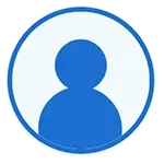A blue icon of a person in a blue circle.