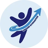 A white logo in a purple circle on a white background.