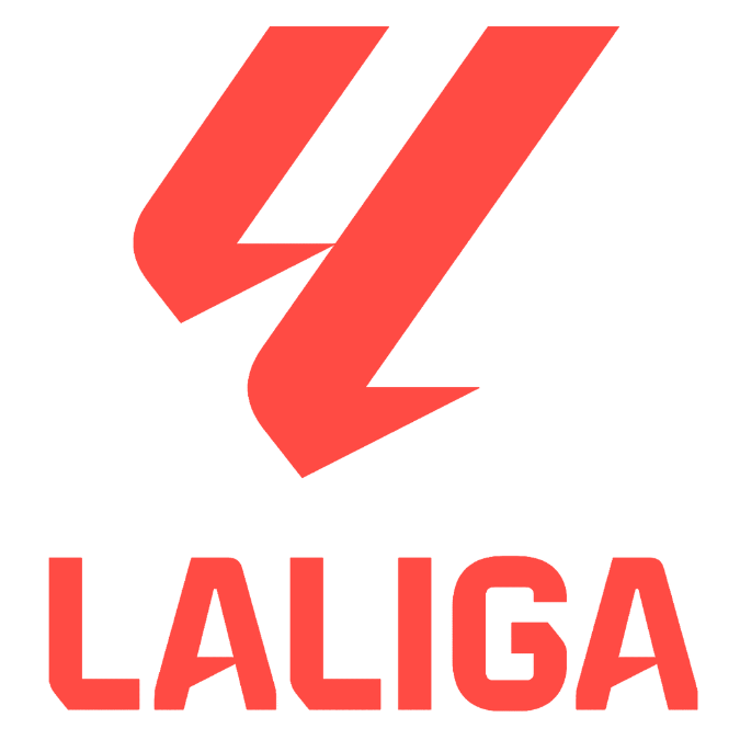 A red soccer league logo with a white background