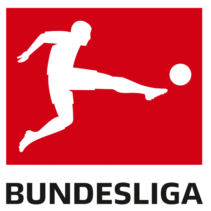 A soccer league logo for that shows a soccer player kicking a ball