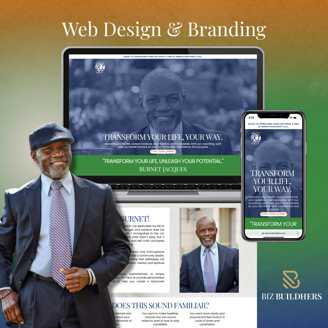 Website design mockup for Charleston-based life and health coach, New Mind Insights