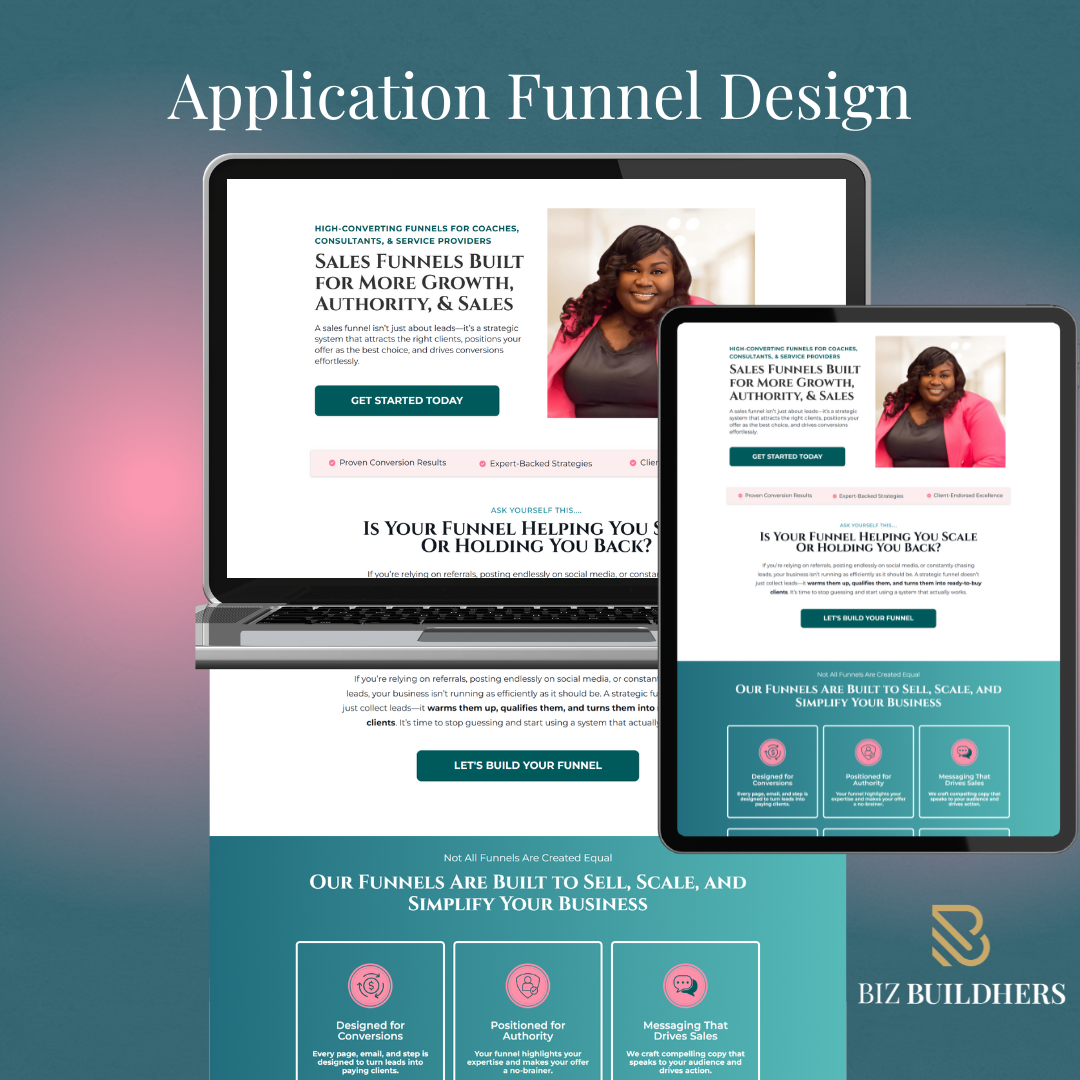 Application funnel mockup created to illustrate a strategic sales flow for high-ticket coaching or consulting services