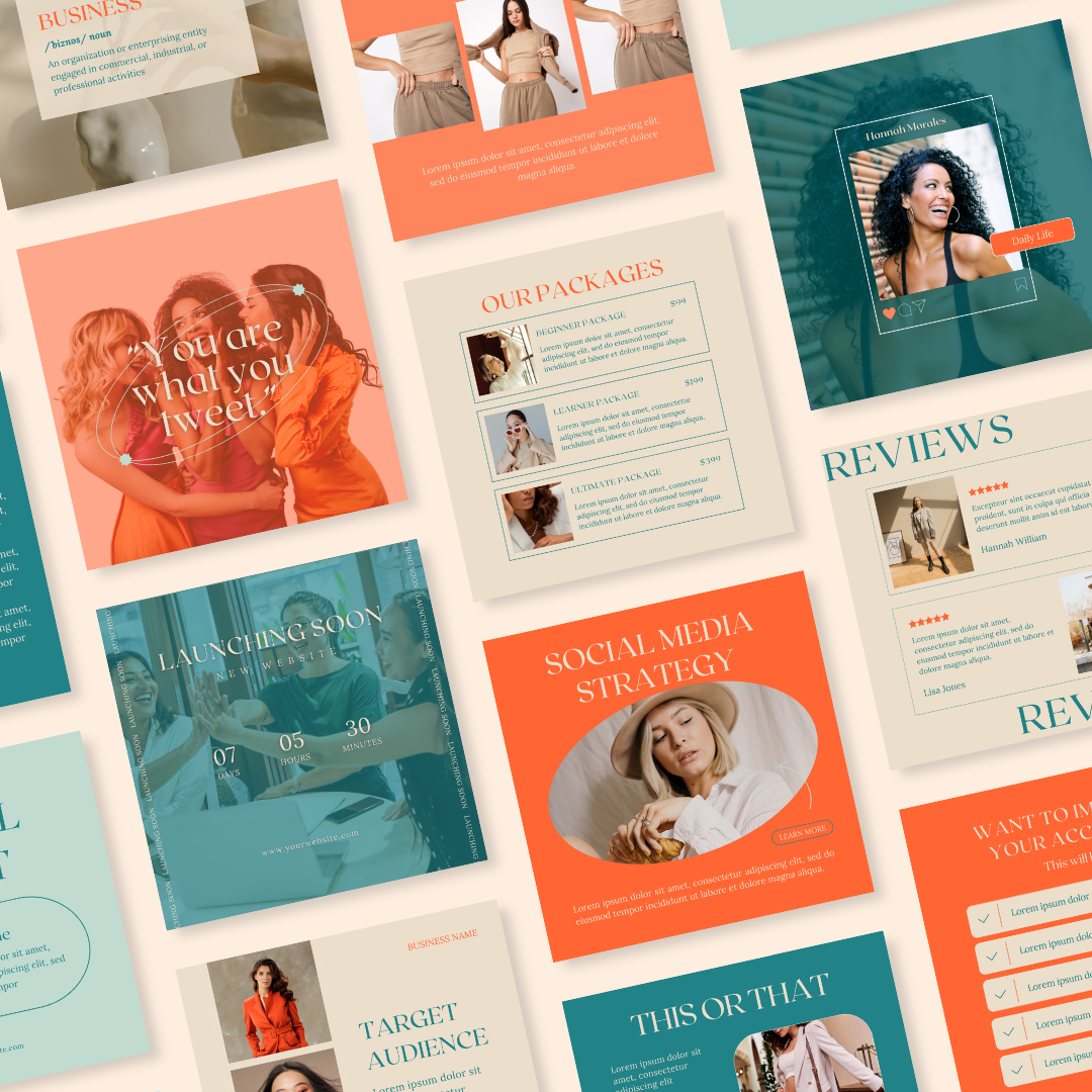 Social media graphic mockup with a feminine, elegant design for audience engagement.