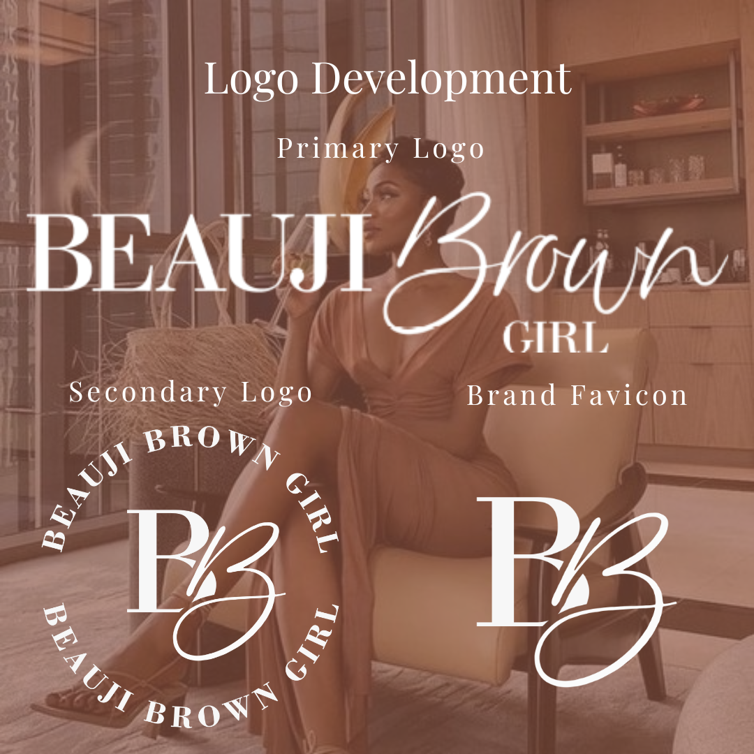 Logo design mockup for Beauji Brown Girl, a self-care and wellness brand focused on empowering Black women.