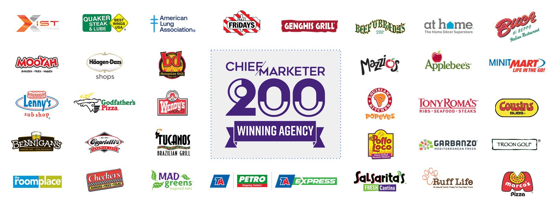 A collage of chef marketer 200 logos on a white background