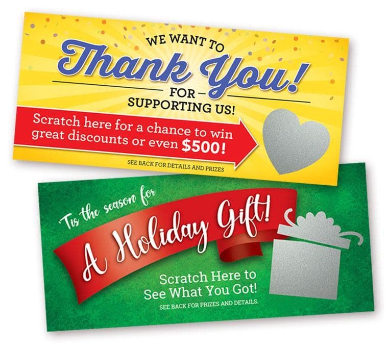 Holiday scratch off game cards