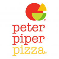 The logo for peter piper pizza has a pie chart on it