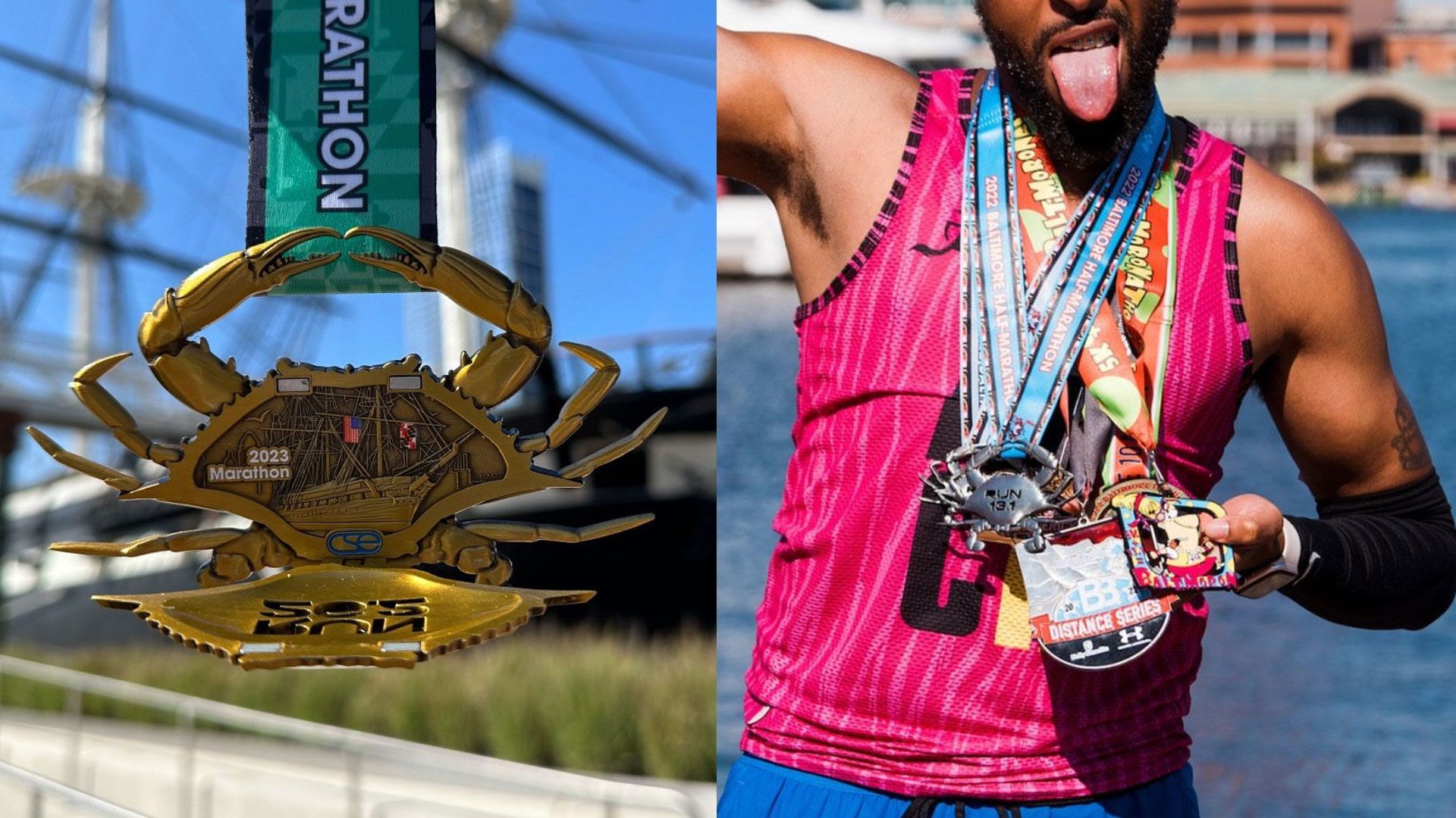 photo of 2022 and 2023 Baltimore Marathon medals